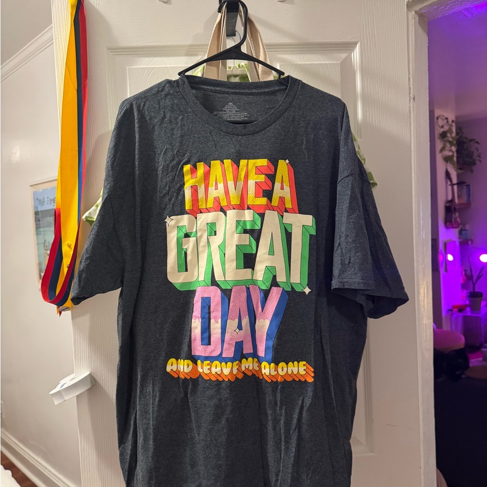 Graphic Tee with Colorful Text